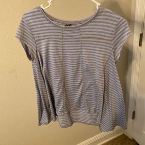 light blue and gray stripped shirt